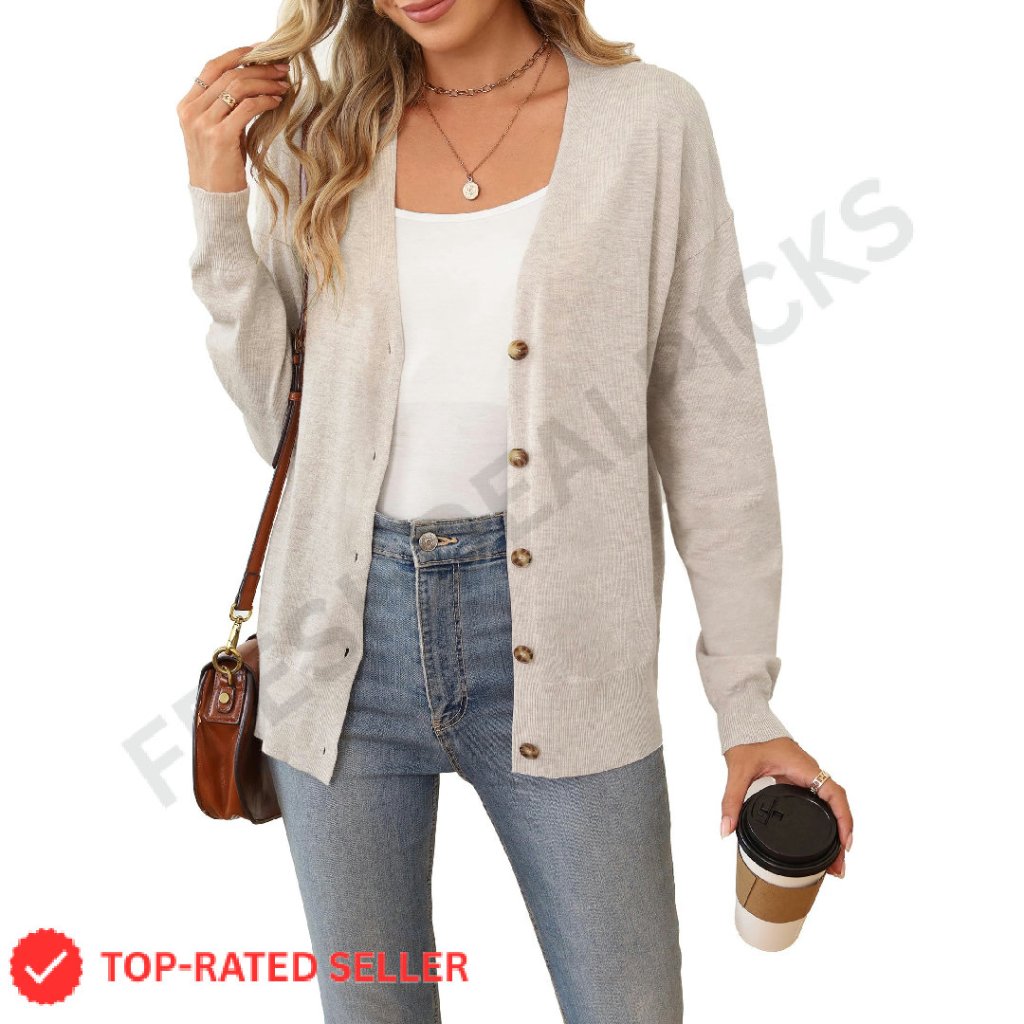 Lightweight Wool Blend Cardigan Spring Business Casual Chic Minimal Oversized